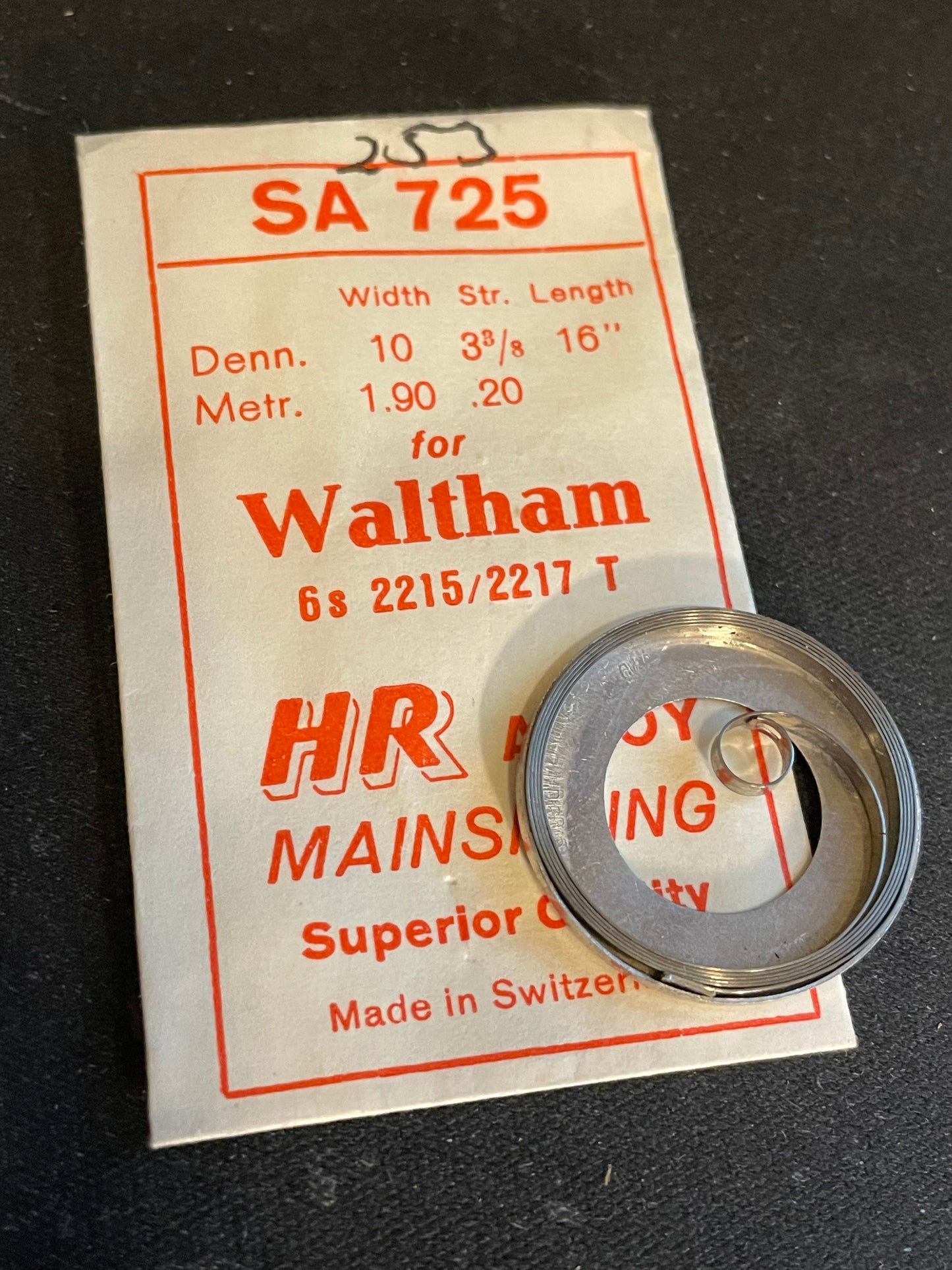 HR Mainspring SA725 for Waltham 6s movements No. 2215 / 2217 - Alloy