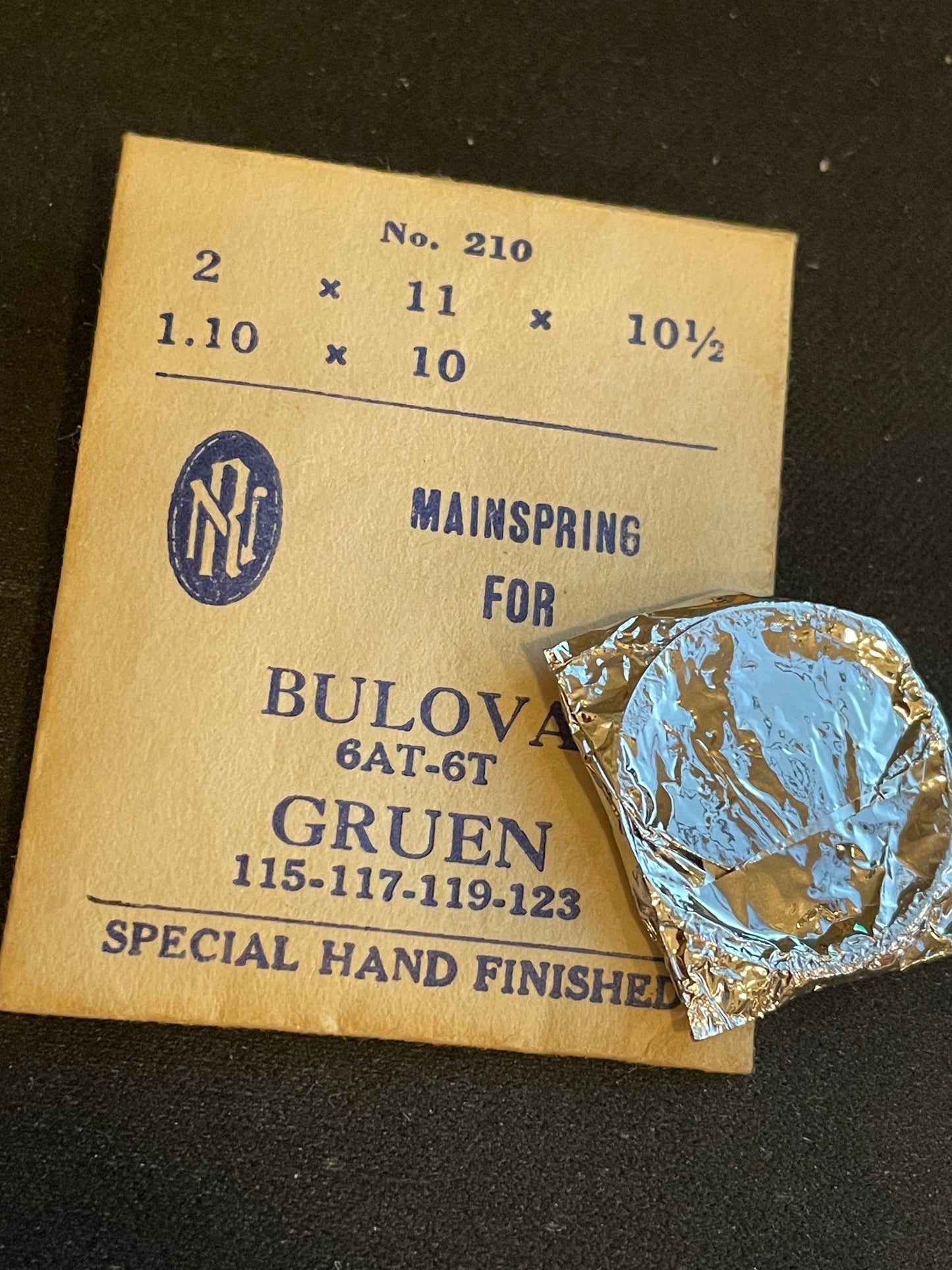 Tru-Time Mainspring #210 for Bulova 6T & 6AT + Gruen 115 to 123 - Steel