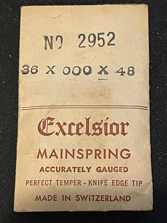 Excelsior #2952 Mainspring for Alarm / Travel Clocks - 36 x 3/0 x 48