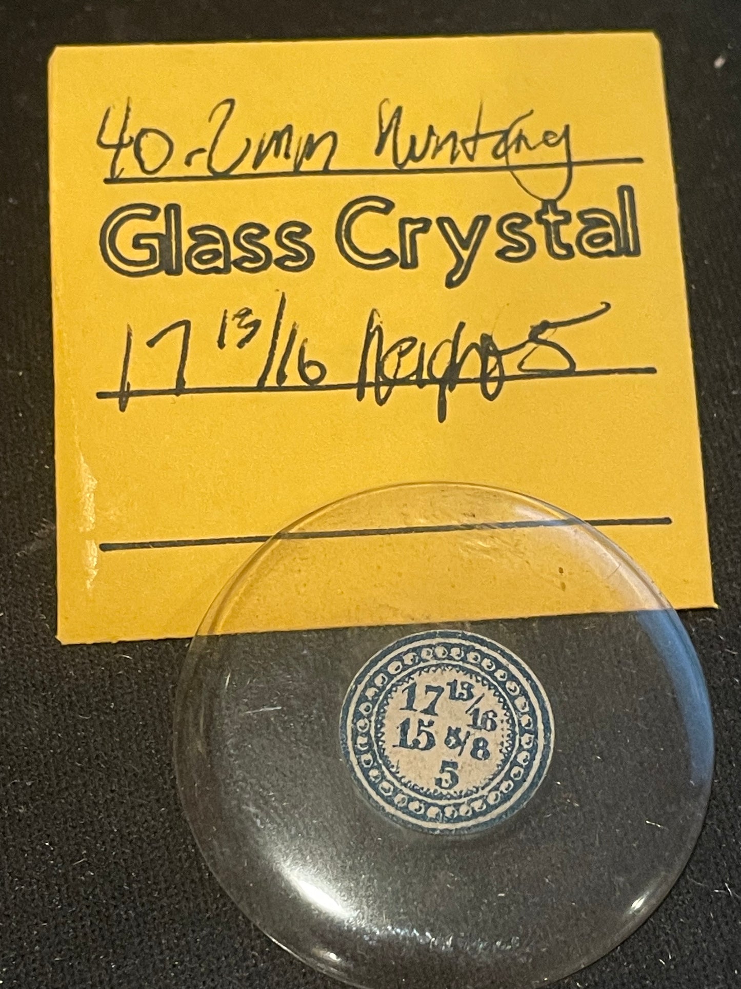 Vintage Glass Hunting Case Watch Crystal 17-13/16 (~40.2mm) - NOS