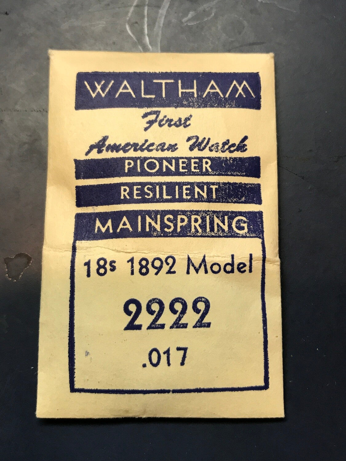 Waltham Factory Mainspring for 18s Model 1892 # 2222 - Steel