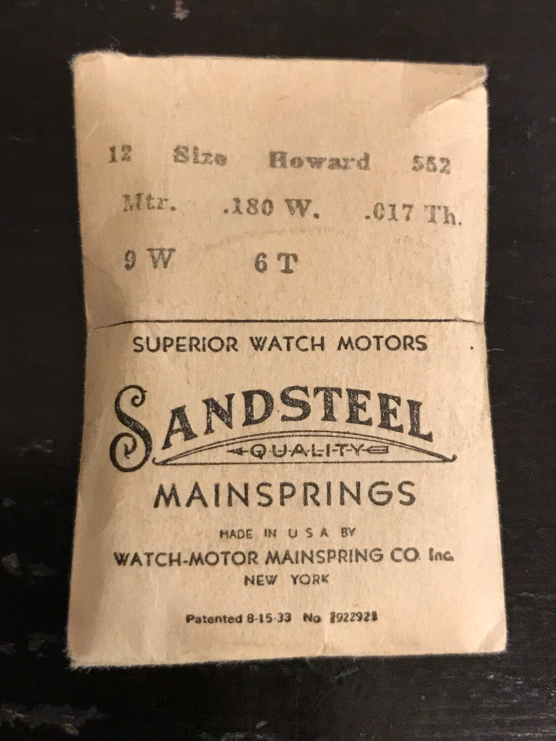 Sandsteel Mainspring for Howard 12s #552 - Steel