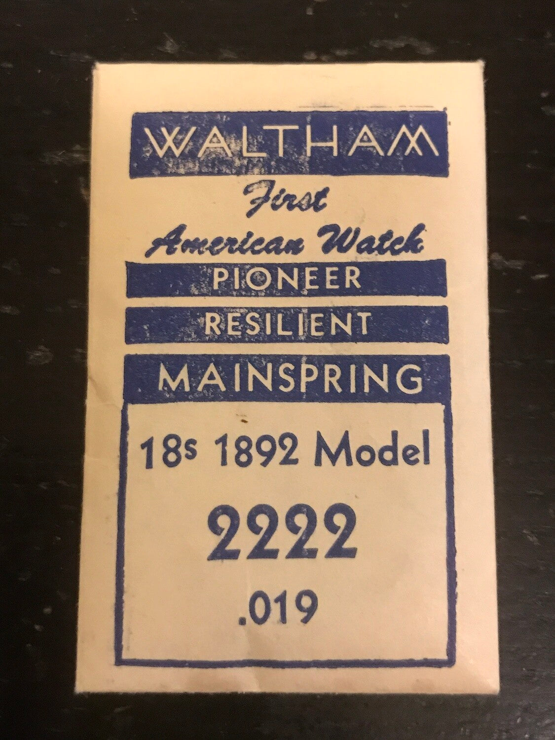 Waltham Factory Mainspring for 18s Model 1892 # 2222 - Steel