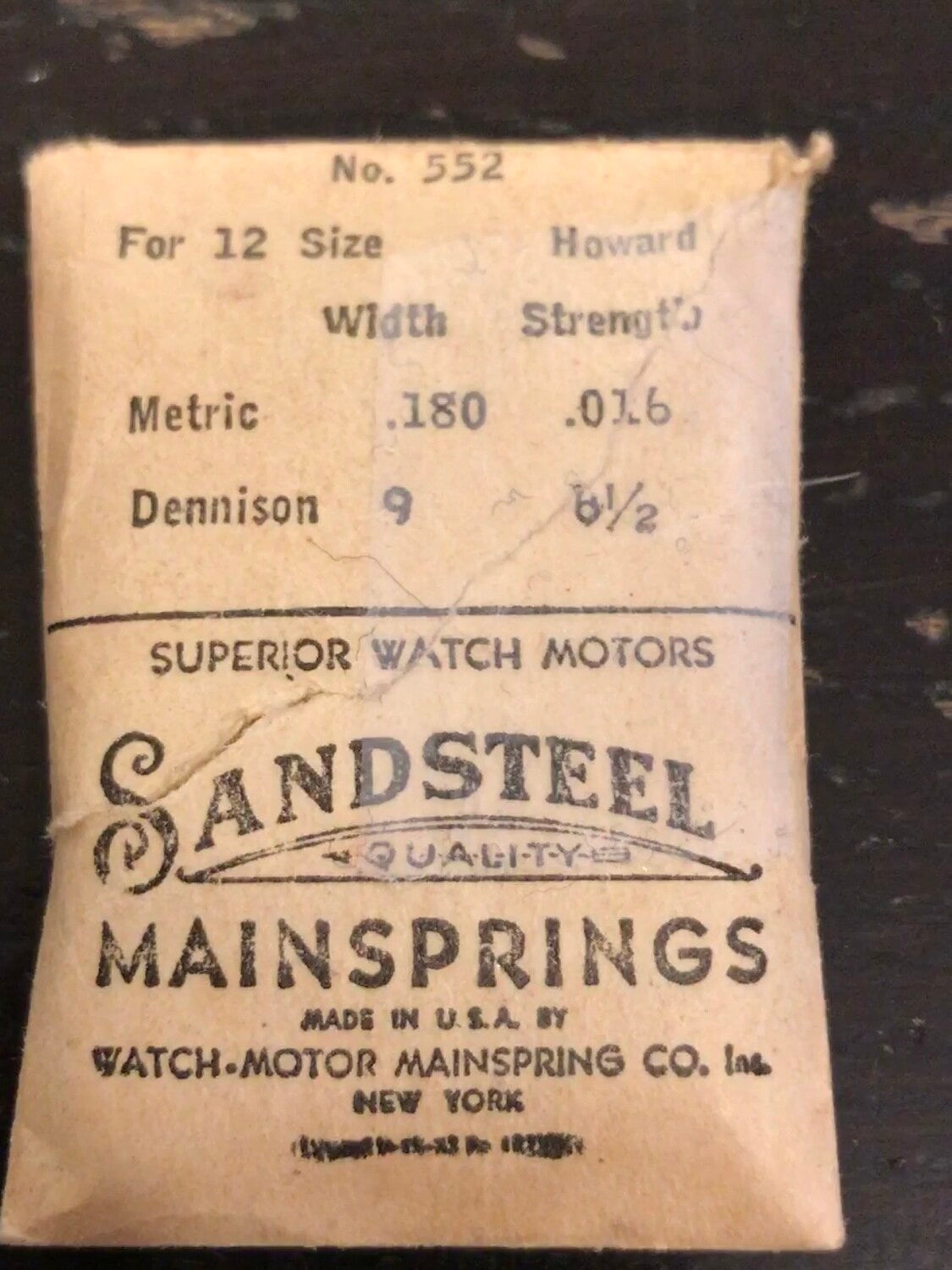 Sandsteel Mainspring for Howard 12s #552 - Steel