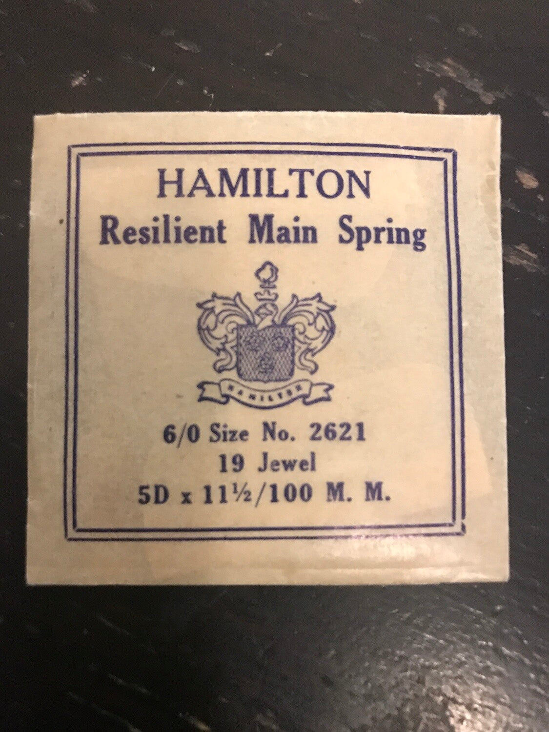 Hamilton Factory Mainspring No. 2621 for 6/0s - Steel