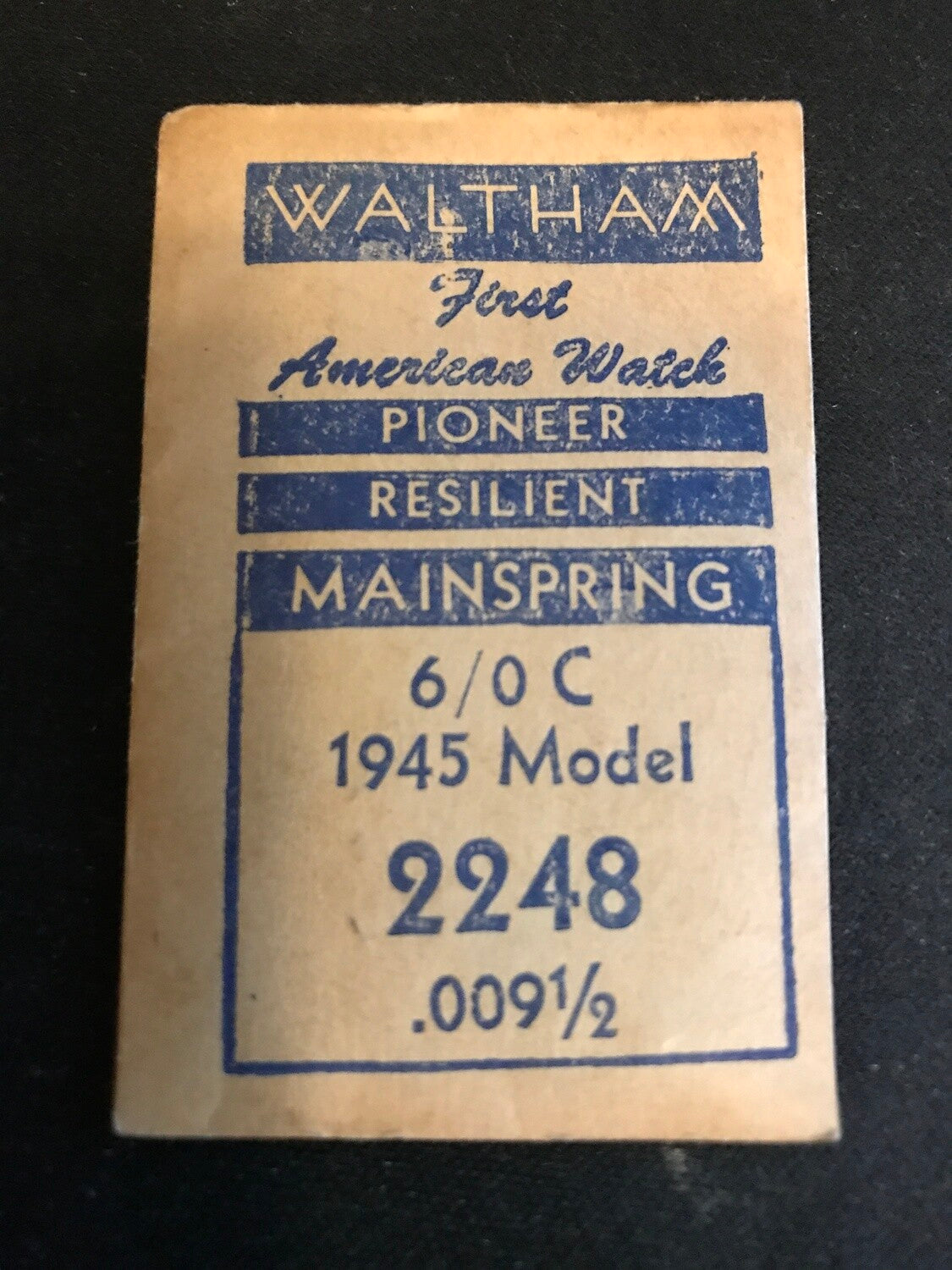 Waltham Factory Mainspring for 6/0 C 1945 Model No. 2248 - Steel