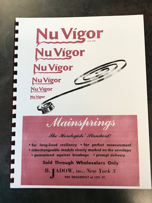 NuVigor Watch Mainspring Catalog & Guide - reprint