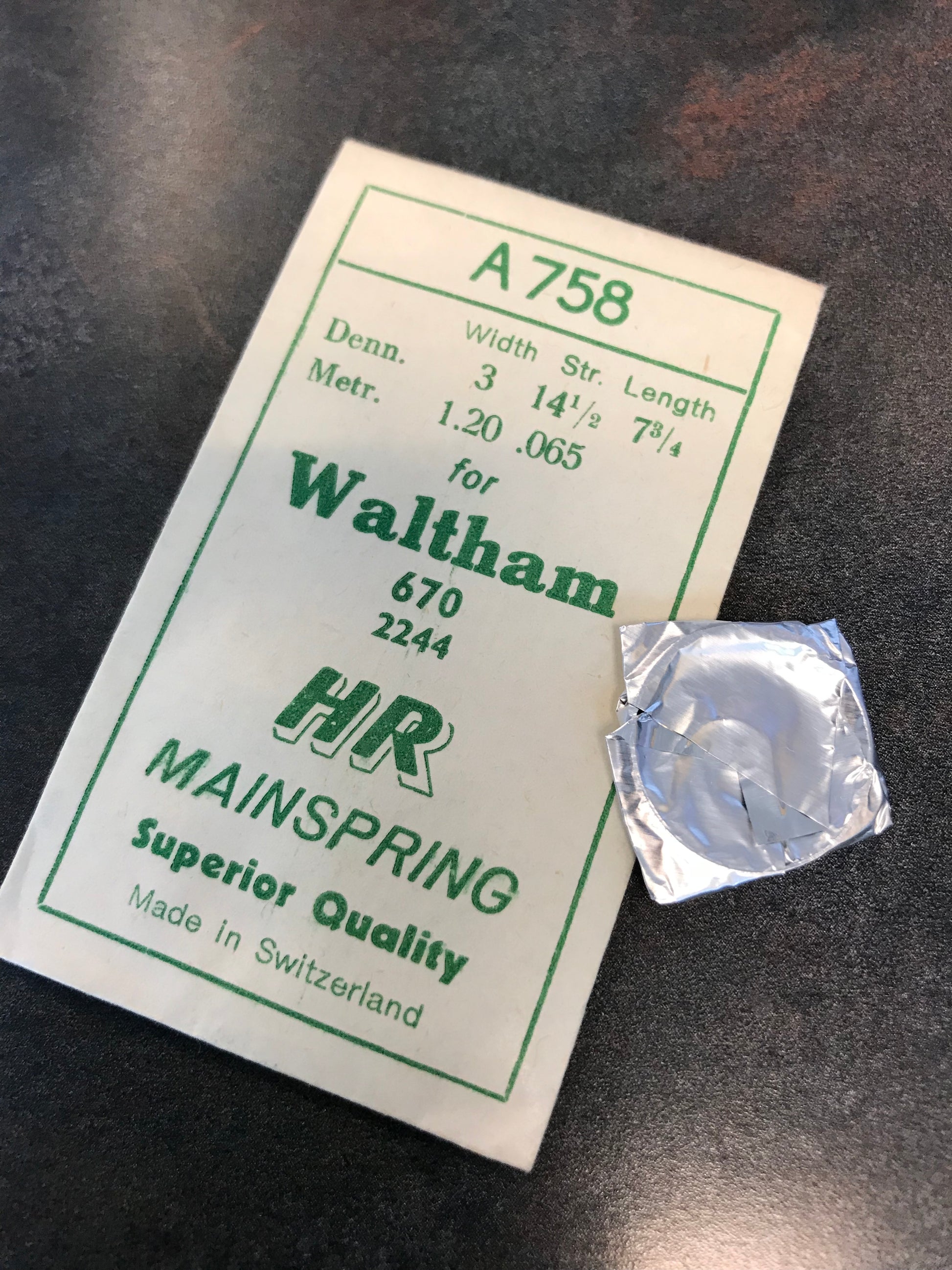 HR Mainspring A758 for Waltham 6¾ Ligne Model 670 #2244 - Steel