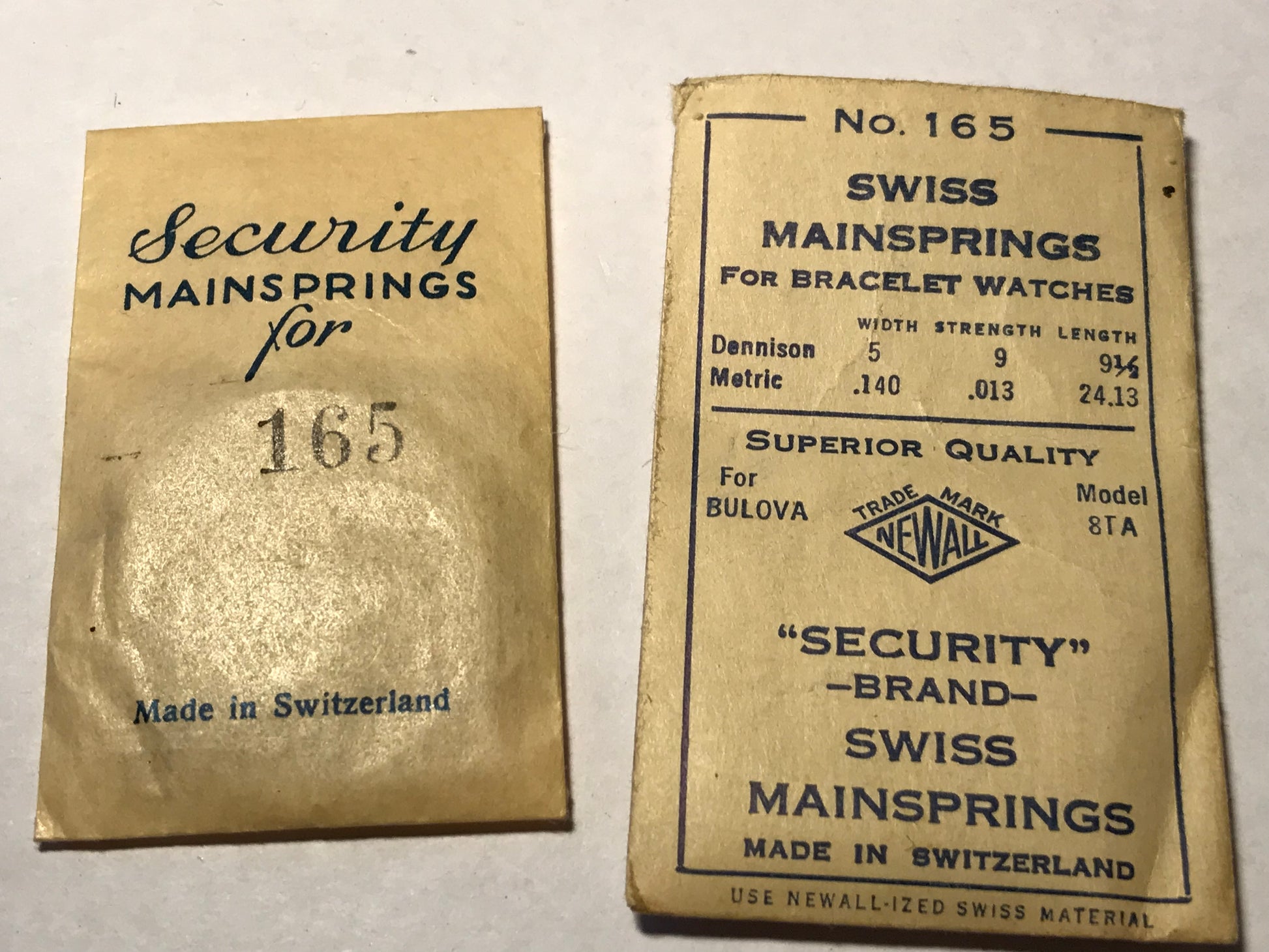 NEWALL Security Mainspring #165 for Bulova 8TA - Steel