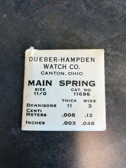 Duber Hampden Factory Mainspring 11/0s No. #11696 - Steel