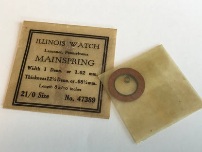 Illinois Factory Mainspring for 21/0s No. 47389 - Steel