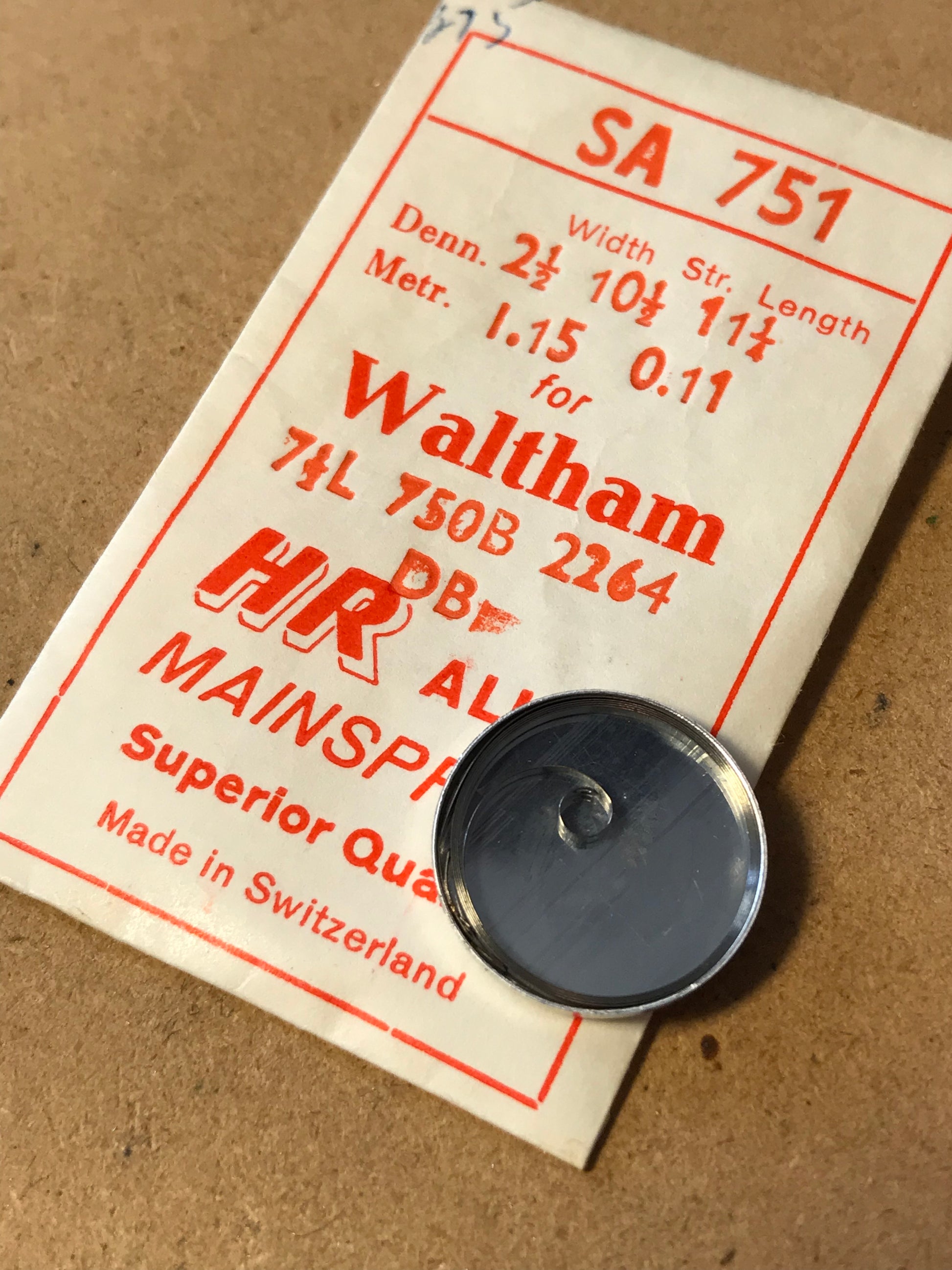 HR Mainspring SA751 for Waltham 7½ ligne 750B movements #2264 - Alloy