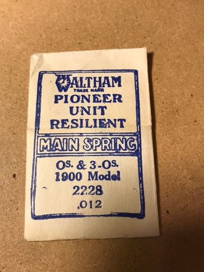 Waltham Factory Mainspring for 0s & 3/0s No. 2228 - Steel