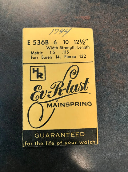 HR EvRlast Mainspring E536B for Buren 14 & Pierce 132 - Steel