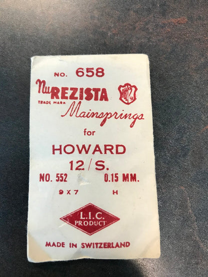 NuREZISTA Mainspring #658 for Howard 12s Factory No. 552 - Steel
