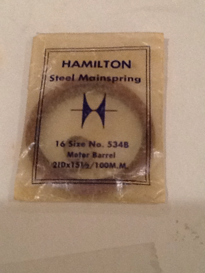 Hamilton 16s Motor Barrel Factory Mainspring Factory No. 534B - Steel