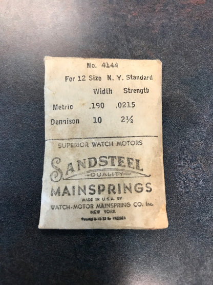 Sandsteel Mainspring for 12s N.Y. Standard No. 4144 - Steel