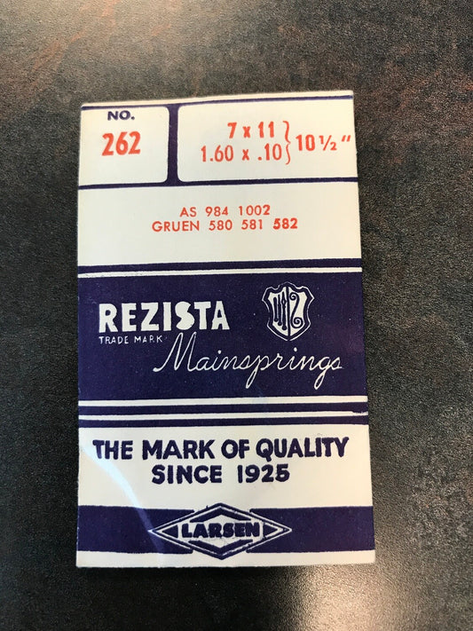 Rezista Mainspring No. 262 for AS 984, 1002 & Gruen 580, 581, 582 - steel