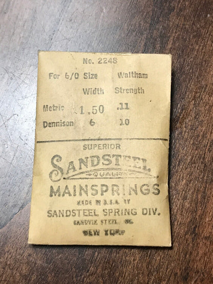 Sandsteel Mainspring for Waltham 6/0s C Size 1945 Model No. 2248 - Steel