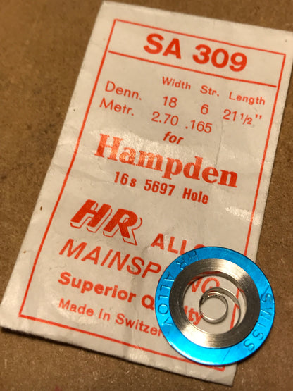 HR Mainspring SA309 for 16s Hampden #5697 - Alloy