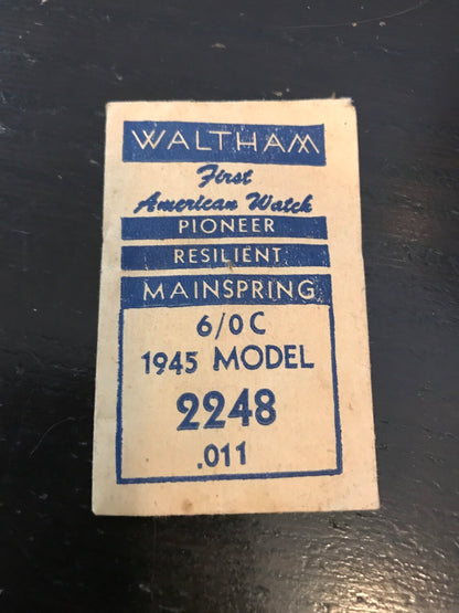 Waltham Factory Mainspring for 6/0 C 1945 Model No. 2248 - Steel