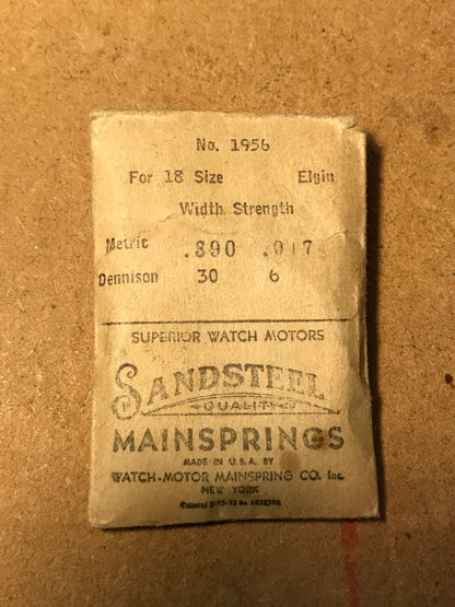 Sandsteel Mainspring for Elgin 18s No. 1956 - Steel