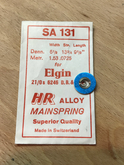 HR Mainspring SA131 for 21/0s Elgin Factory No. 6246 - Alloy