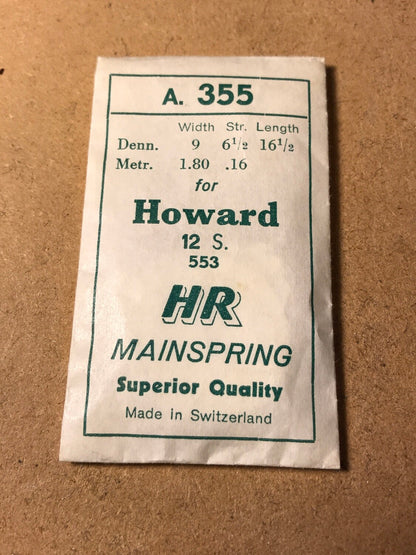 HR Mainspring A355 for Howard 12s No. 553 - Steel