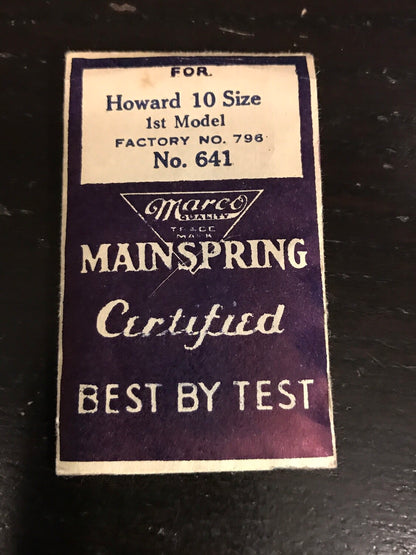 Marco Mainspring No.641  for Howard 10s #796 - Steel