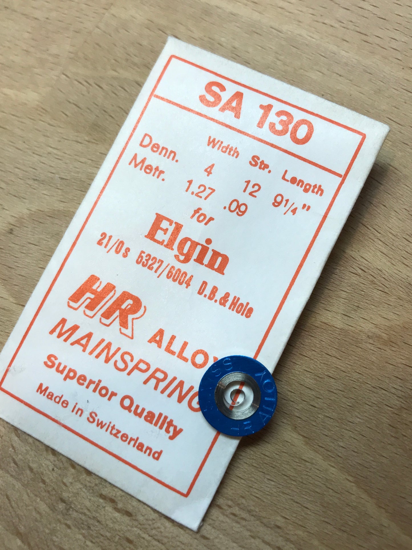 HR Mainspring SA130 for Elgin 21/0s Factory No. 5327 / 6004 - Alloy