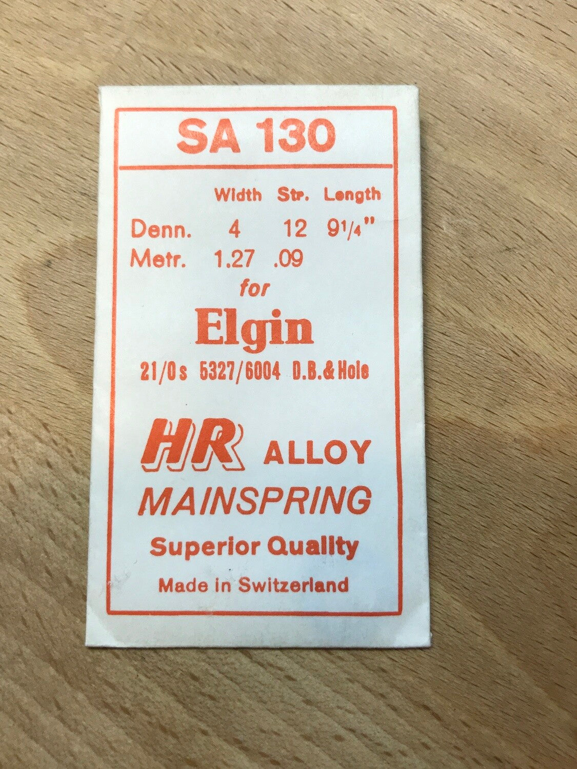HR Mainspring SA130 for Elgin 21/0s Factory No. 5327 / 6004 - Alloy