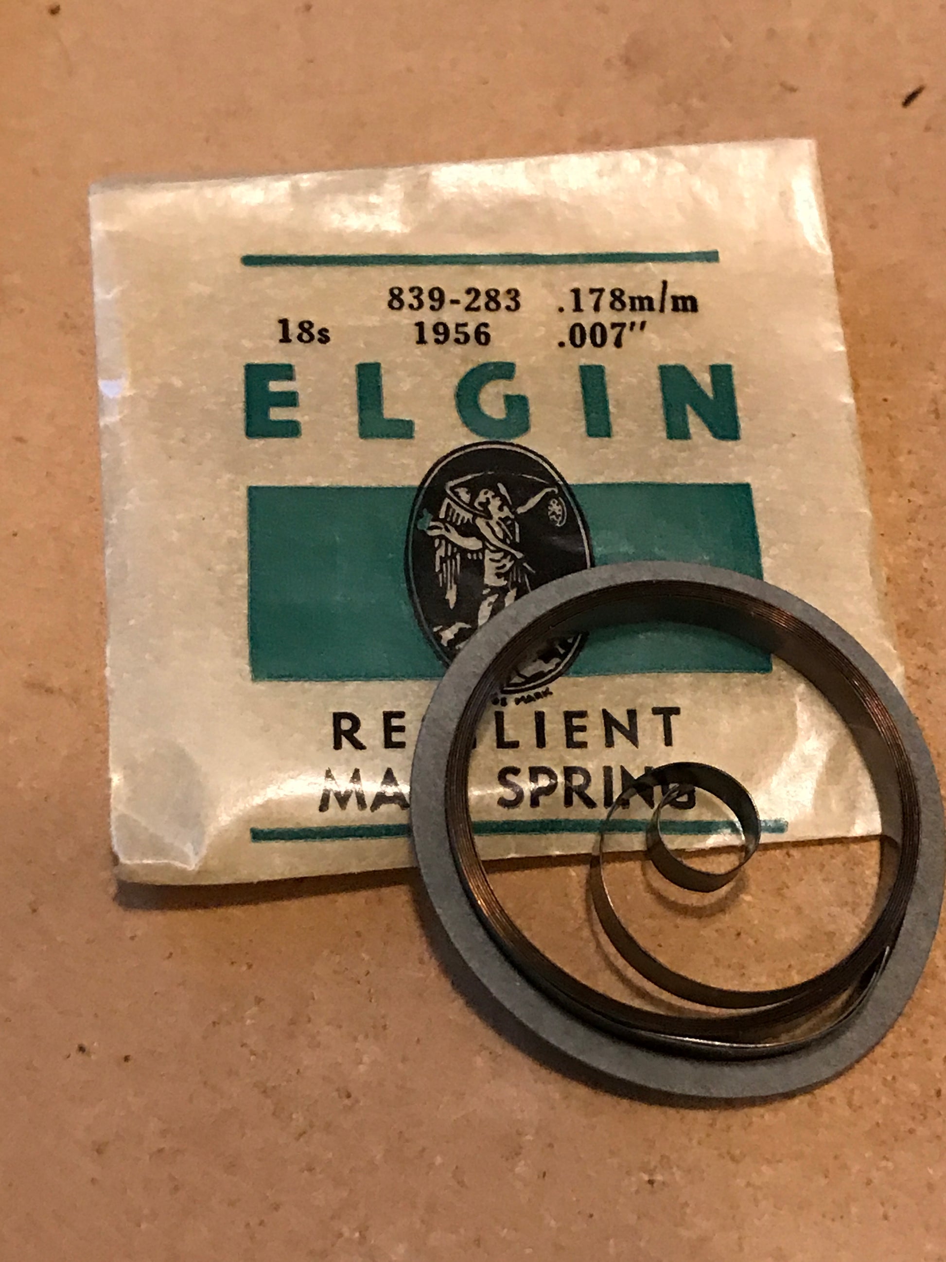 Elgin Factory Mainspring for 18s Factory No. 1956 - Steel