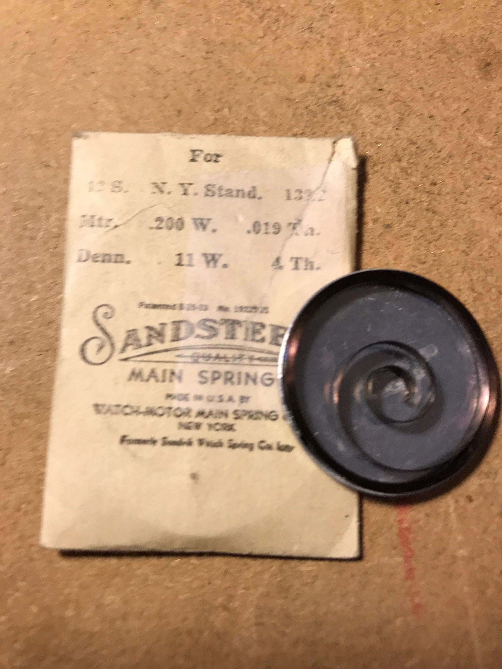 Sandsteel Mainspring for 12s N.Y. Standard No. 1322 - Steel