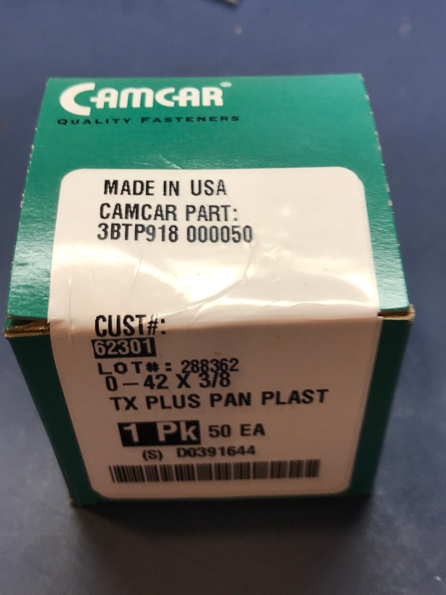 CAMCAR 0-42 x 3/8 TX Pan Plus PLASTITE Thread Forming Screws - Box of 50