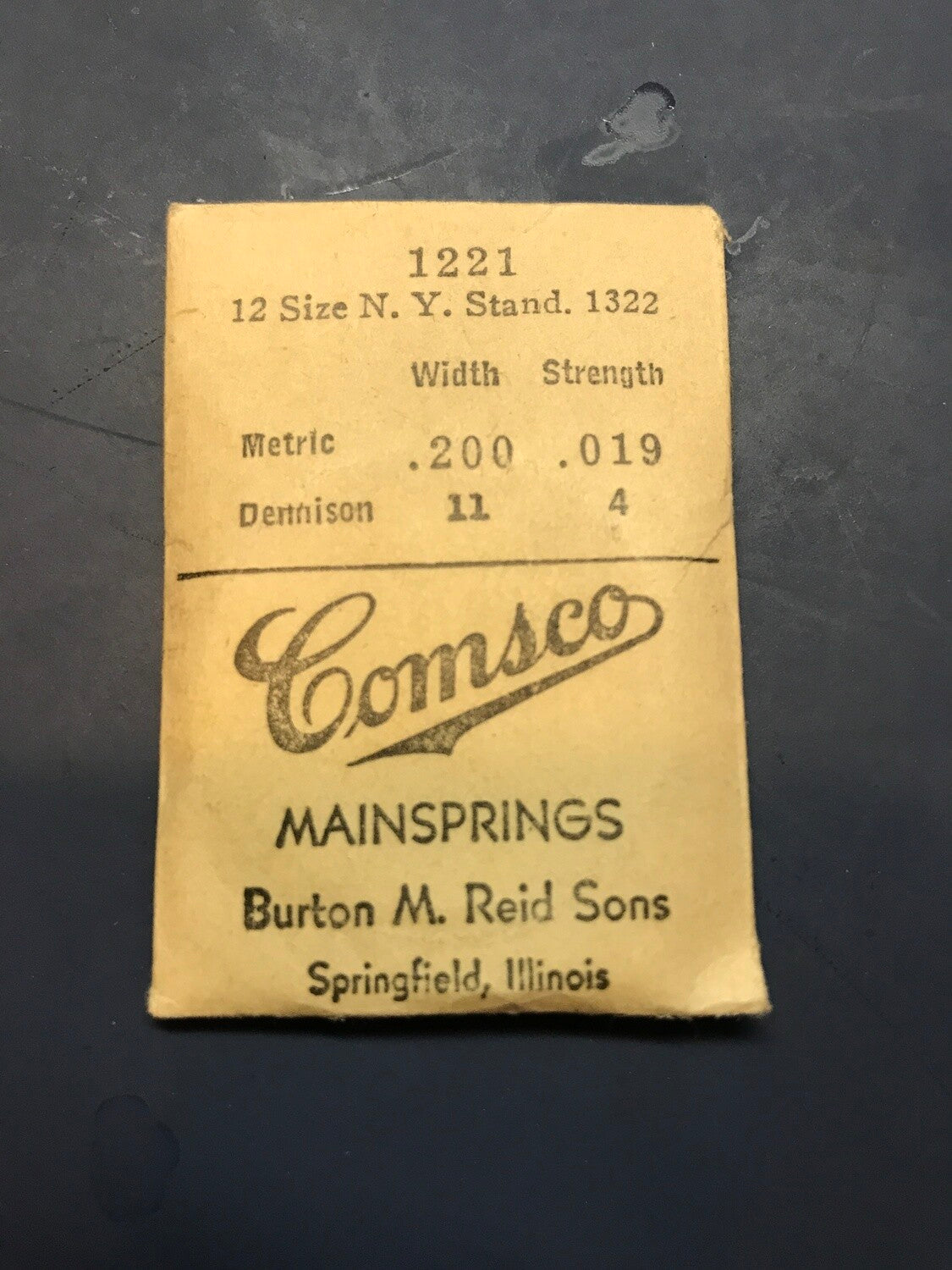 Comsco Mainspring #1221 for 12s N.Y. Standard Factory No. 1322 - Steel