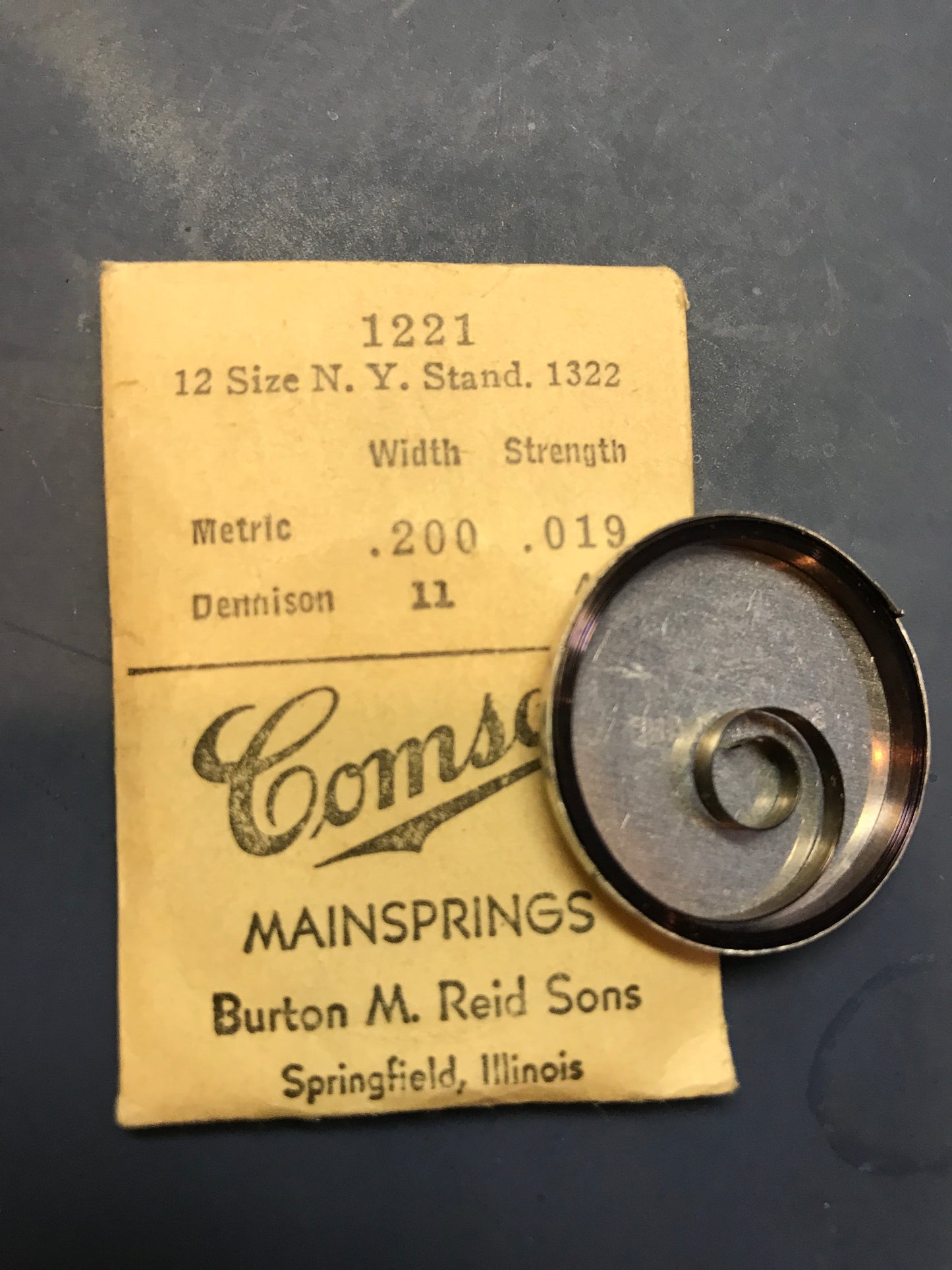 Comsco Mainspring #1221 for 12s N.Y. Standard Factory No. 1322 - Steel