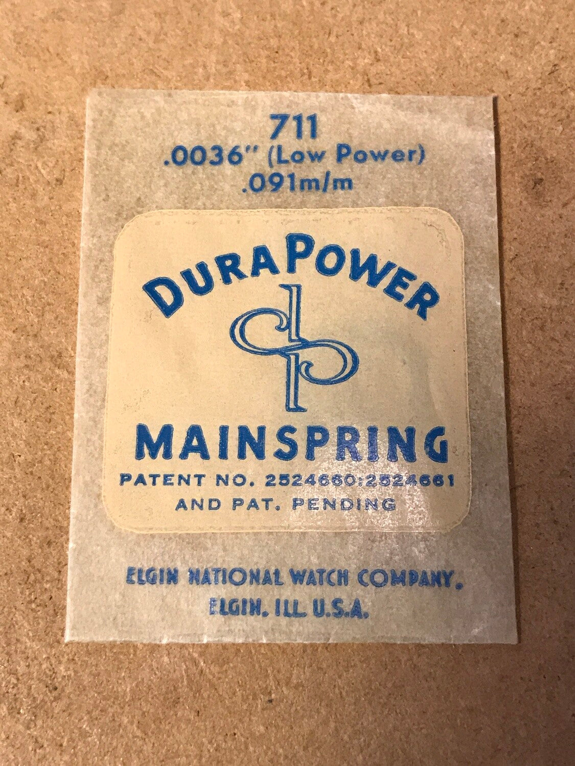 Elgin DuraPower Factory Mainspring for 13/0s grade 711 & similar - Alloy