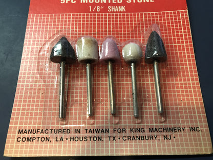 KING 5pc Mounted Stone Set with 1/8" shank - New in packaging