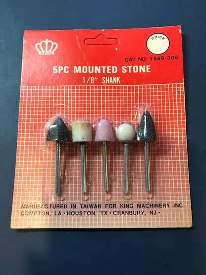 KING 5pc Mounted Stone Set with 1/8" shank - New in packaging