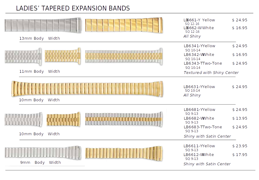 Hadley-Roma 7mm Ladies Tapered Expansion Band  SQ 9-13 - New