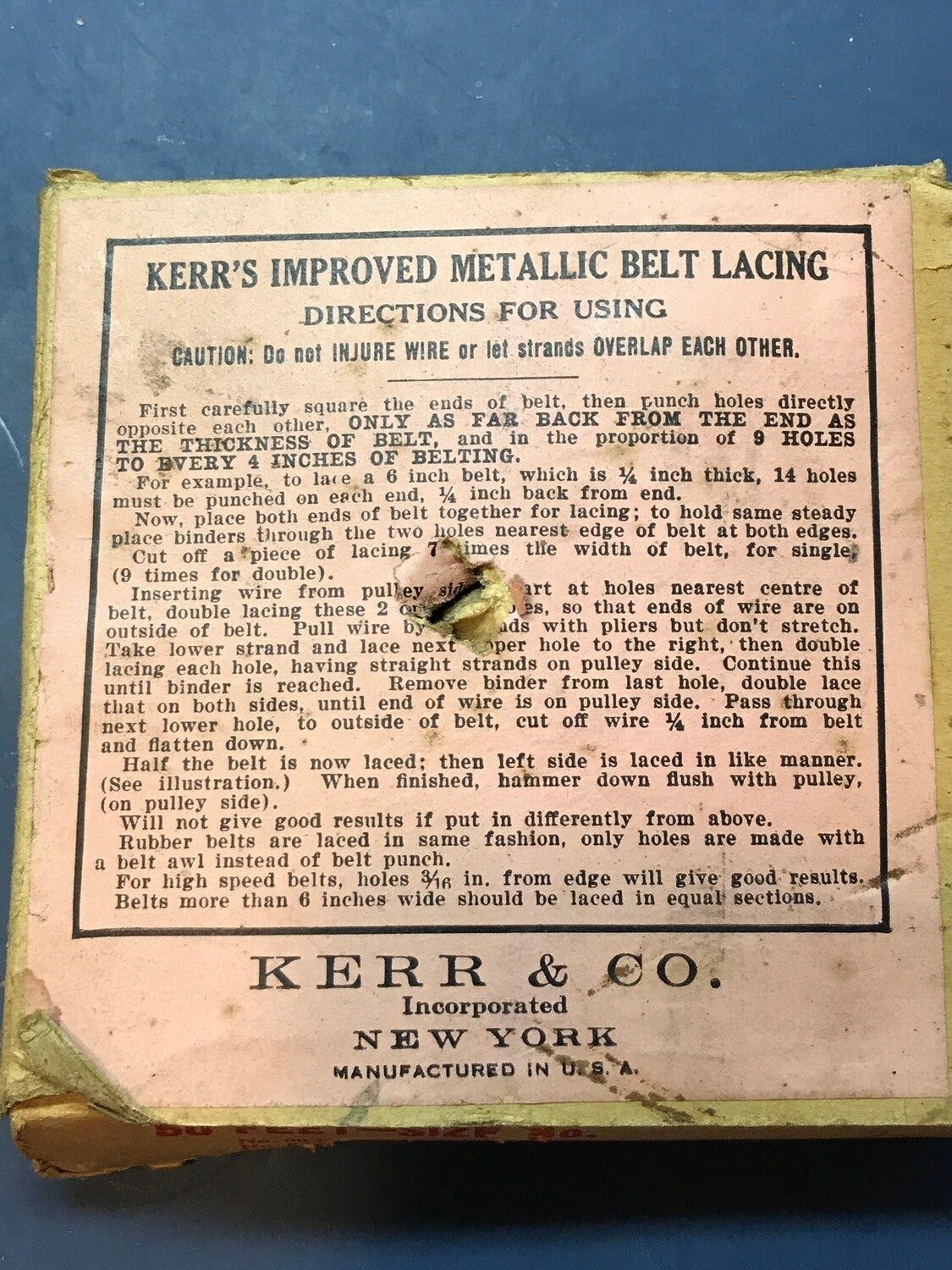 Kerr's Metallic Belt Lacing in original box