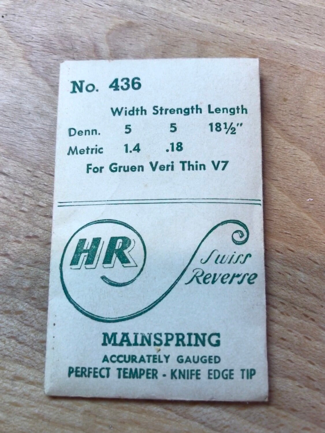 HR Mainspring No. 436 for Gruen Veri Thin caliber V7 Pocket Watches - Steel