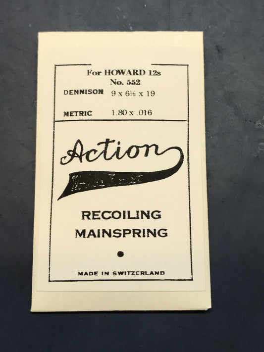 Action Mainspring for 12s Howard No. 552 - Steel