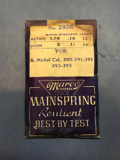 Marco Mainspring #2926 for A. Michel caliber 390 thru 395 - Steel