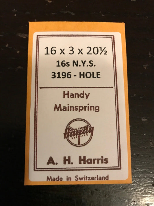 A.H. Harris Handy Mainspring for N.Y. Standard 16s #3196 - Steel