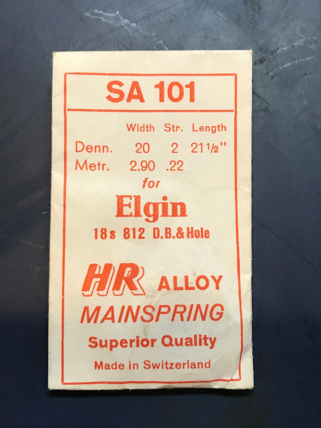 HR Mainspring SA101 for 18s Elgin #812 - Alloy