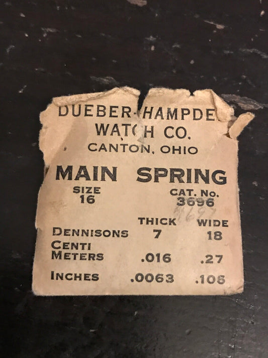 Hampden Factory Mainspring 16s No. #4697 - Steel