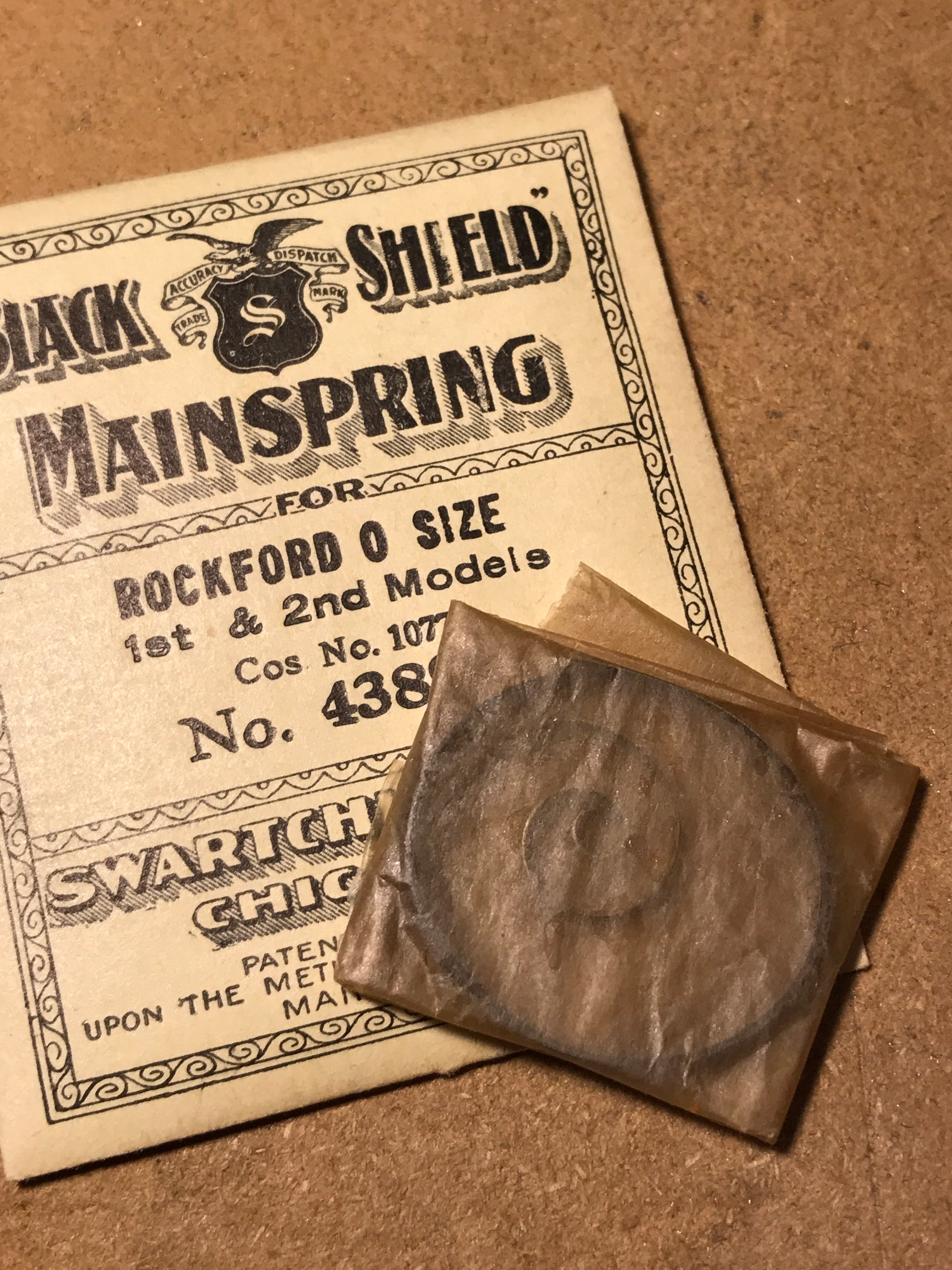 Swartchild Black Shield Mainspring for Rockford 0s #1077 - Steel