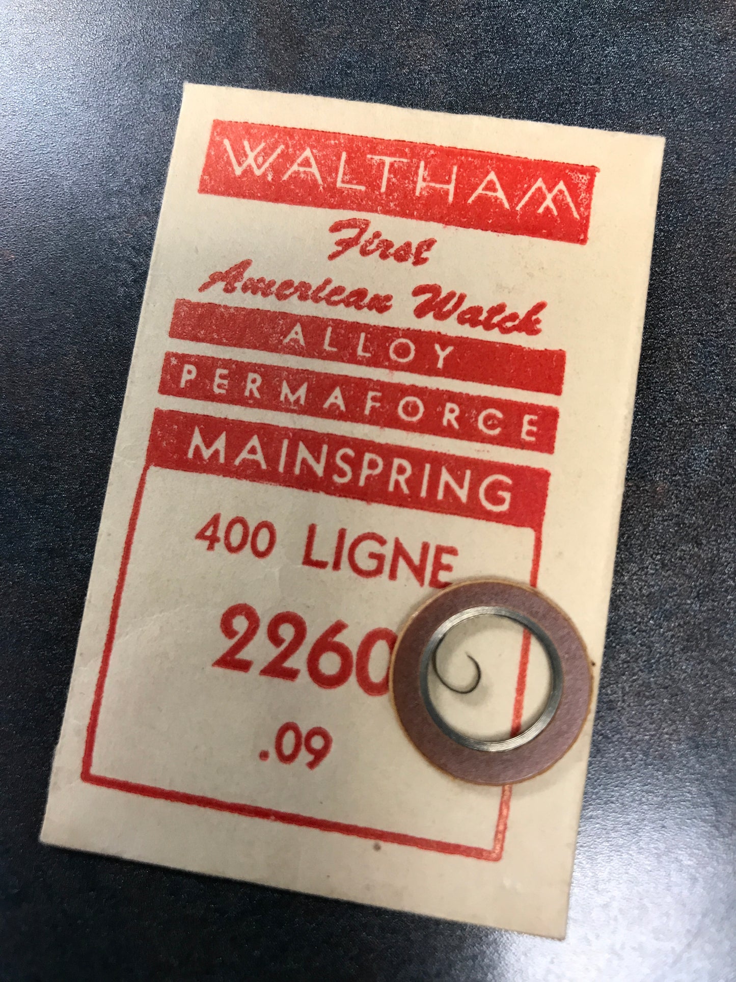 Waltham Factory Mainspring for 8½ ligne Watches No. 2260 - Alloy