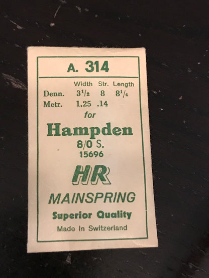 HR Mainspring A314 for 8/0s Hampden #15696 - Steel